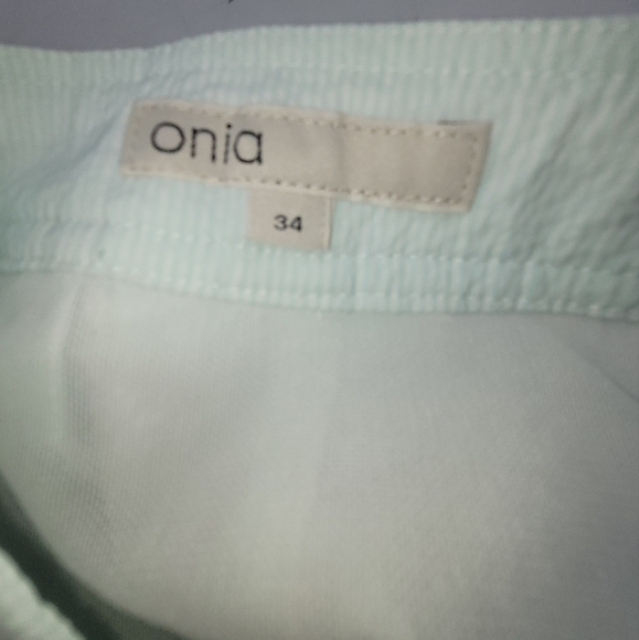 Onia Calder 7.5" Lined Swim Shorts In Mint and White Stripe  Size 34 - Picture 5 of 12
